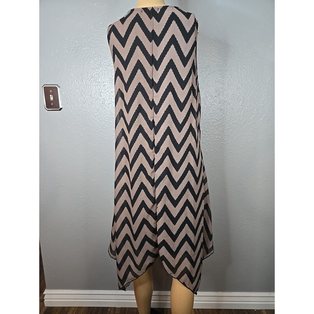 Espresso Women's Brown and Black Chevron Sleeveless Dress Size XL - Picture 3 of 5